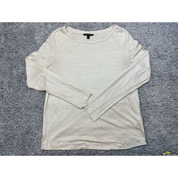 Banana Republic Women's Linen Foil Beige Scoop Neck Blouse size M‎ - Picture 2 of 12